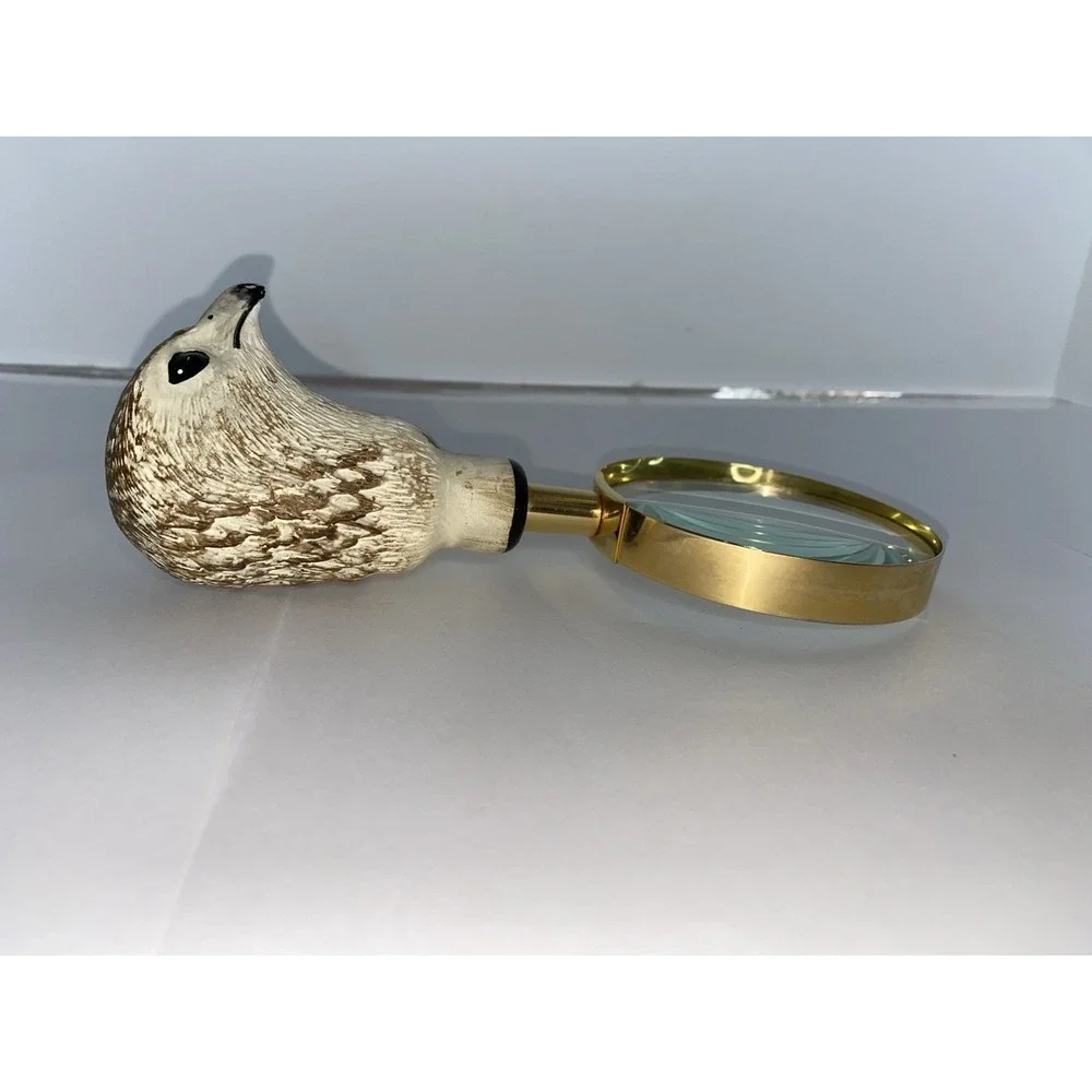 Vintage Carved Handheld Hawk Head Glass Magnifier Office‎ Desk Magnifying Glass